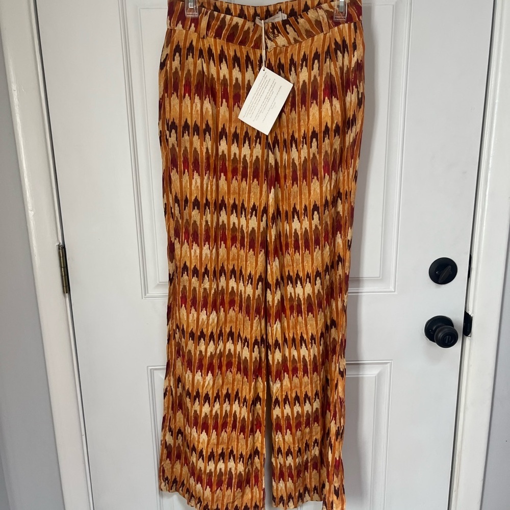 NWT‎ Savannah Morrow multicolor goa straight leg pants size XS 100% rose petal - Picture 2 of 5